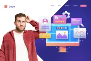 Człowiek zastanawia się nad wyborem wykonawcy strony